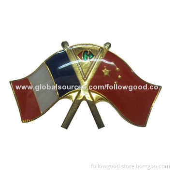 Double Enamel Flag Pin BadgesNew